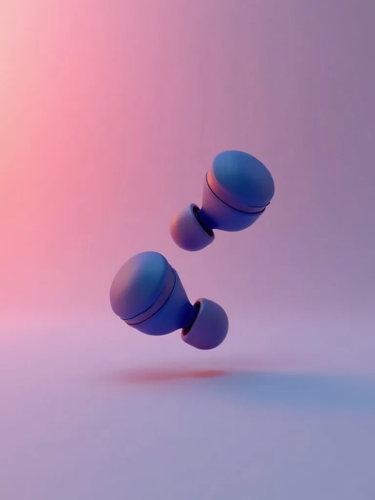 Studio product shot of wireless earbuds floating against gradient