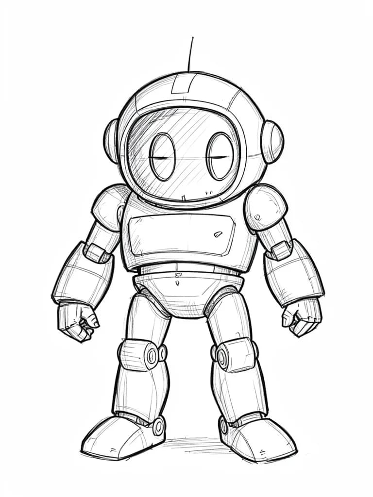 Quick sketch of a cartoon robot character