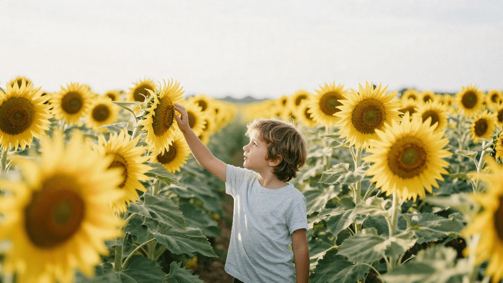 A serene Japanese garden at sunset with cherry blossoms falling gently