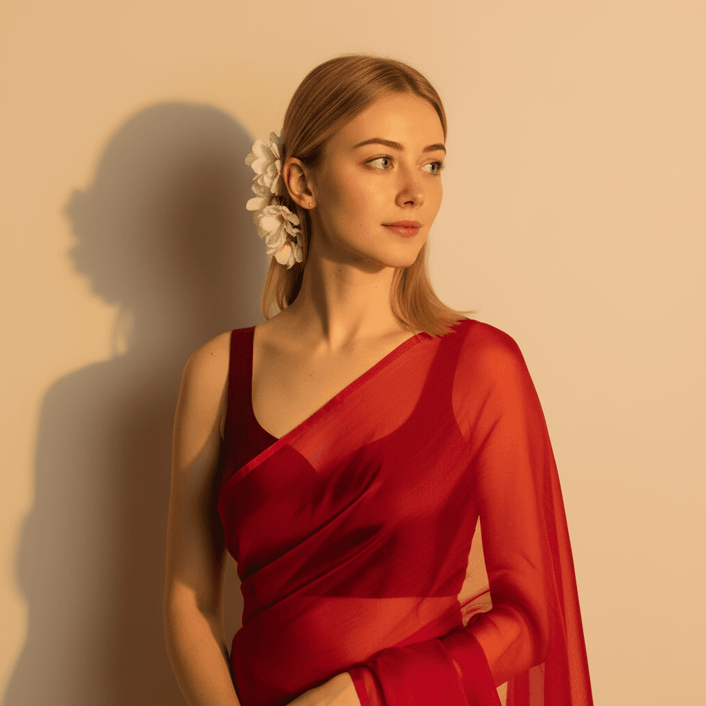 Indian Woman Red Saree