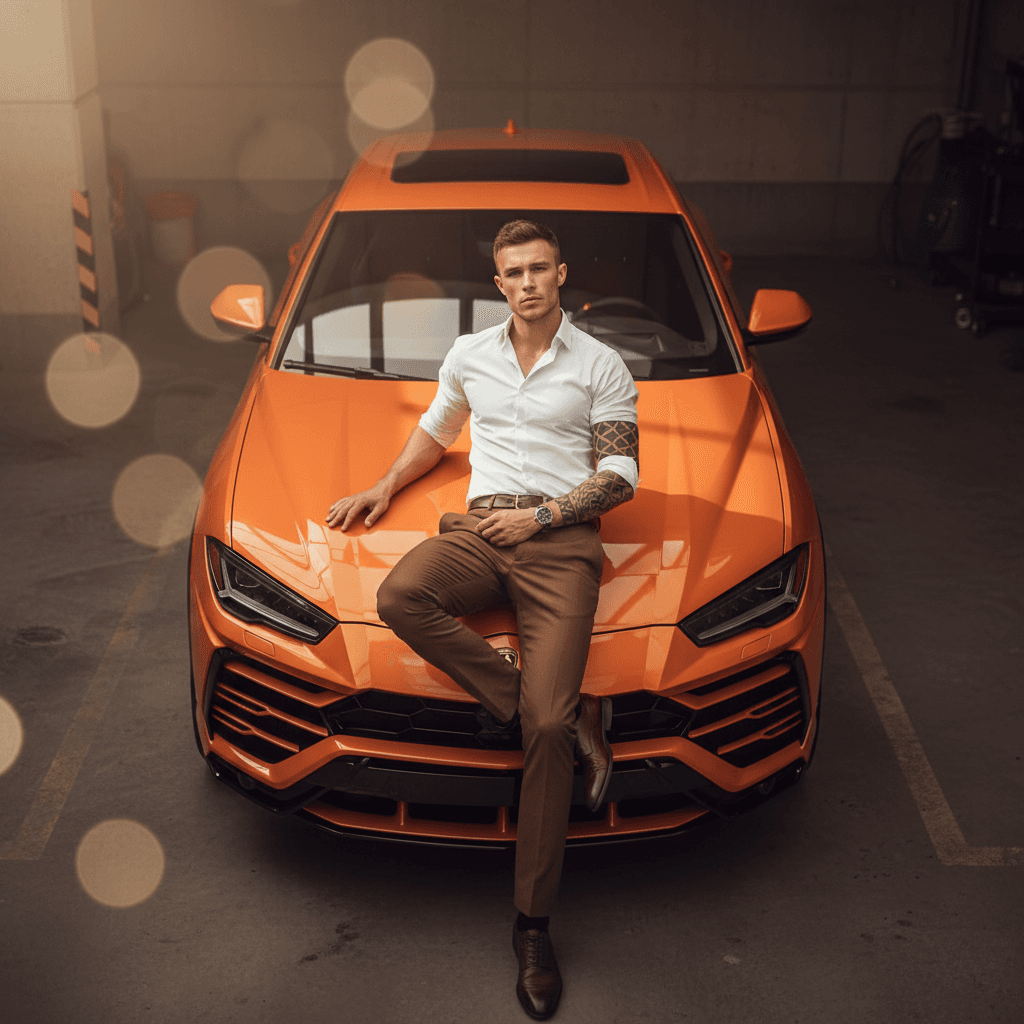 Lamborghini Hood Portrait - Male Model 2