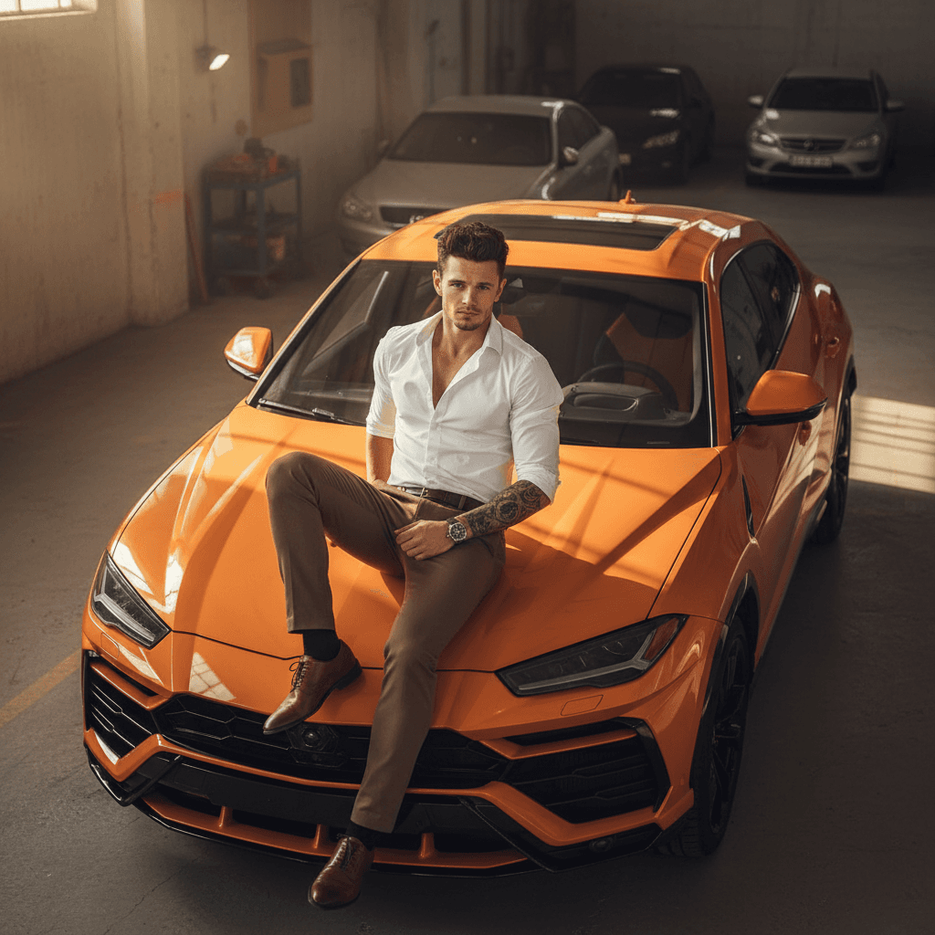 Lamborghini Hood Portrait - Male Model 3