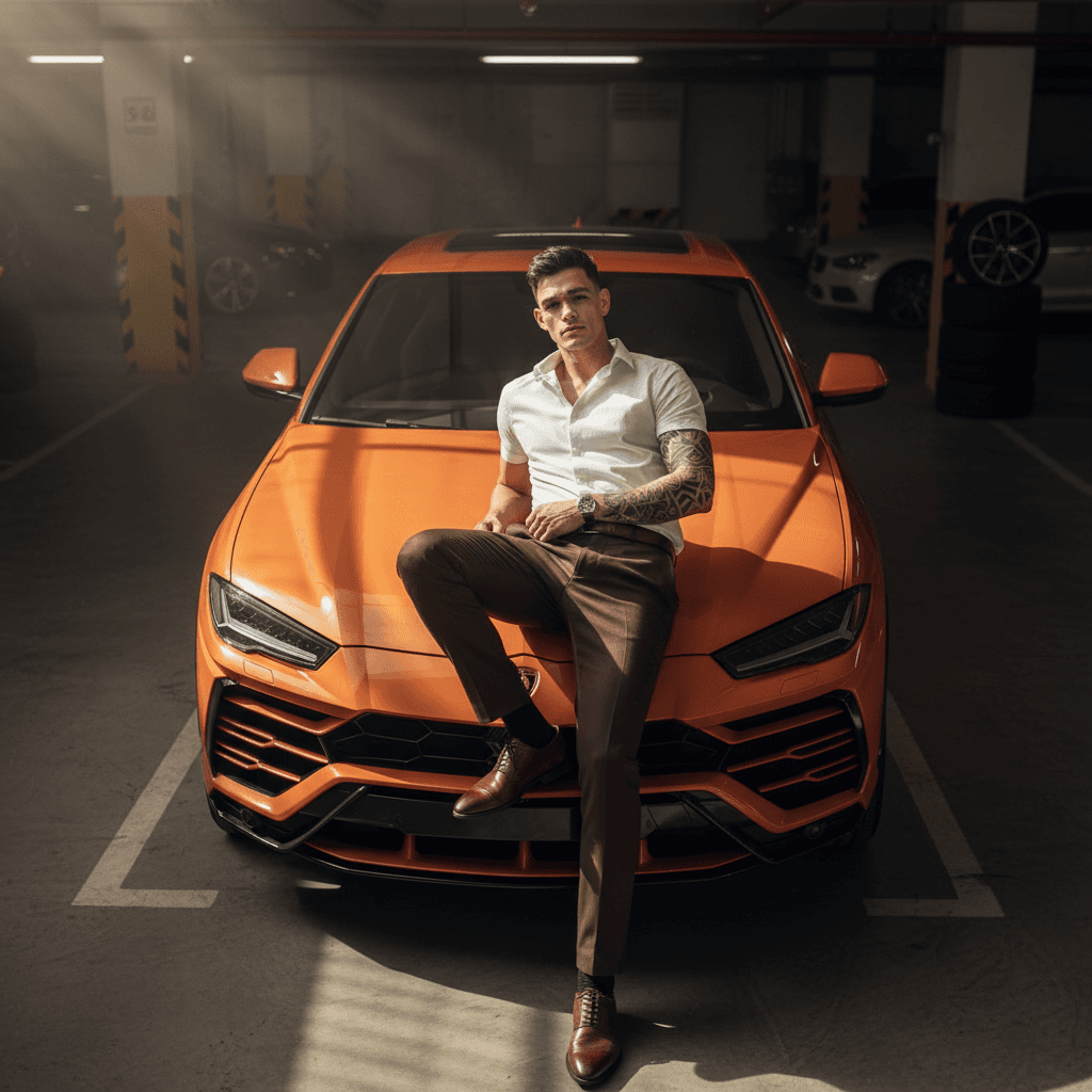 Lamborghini Hood Portrait - Male Model 4
