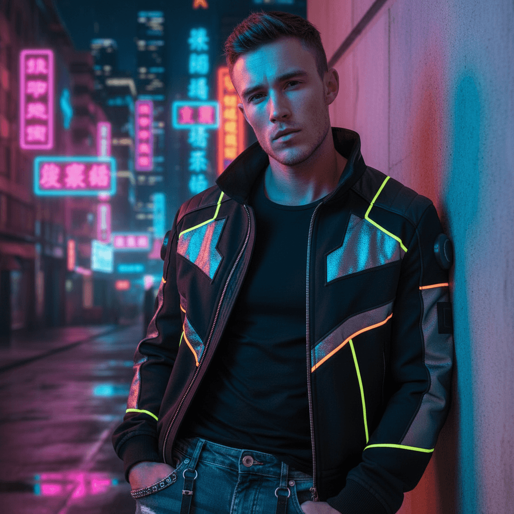Neon Fashion Portrait - Male Model 2