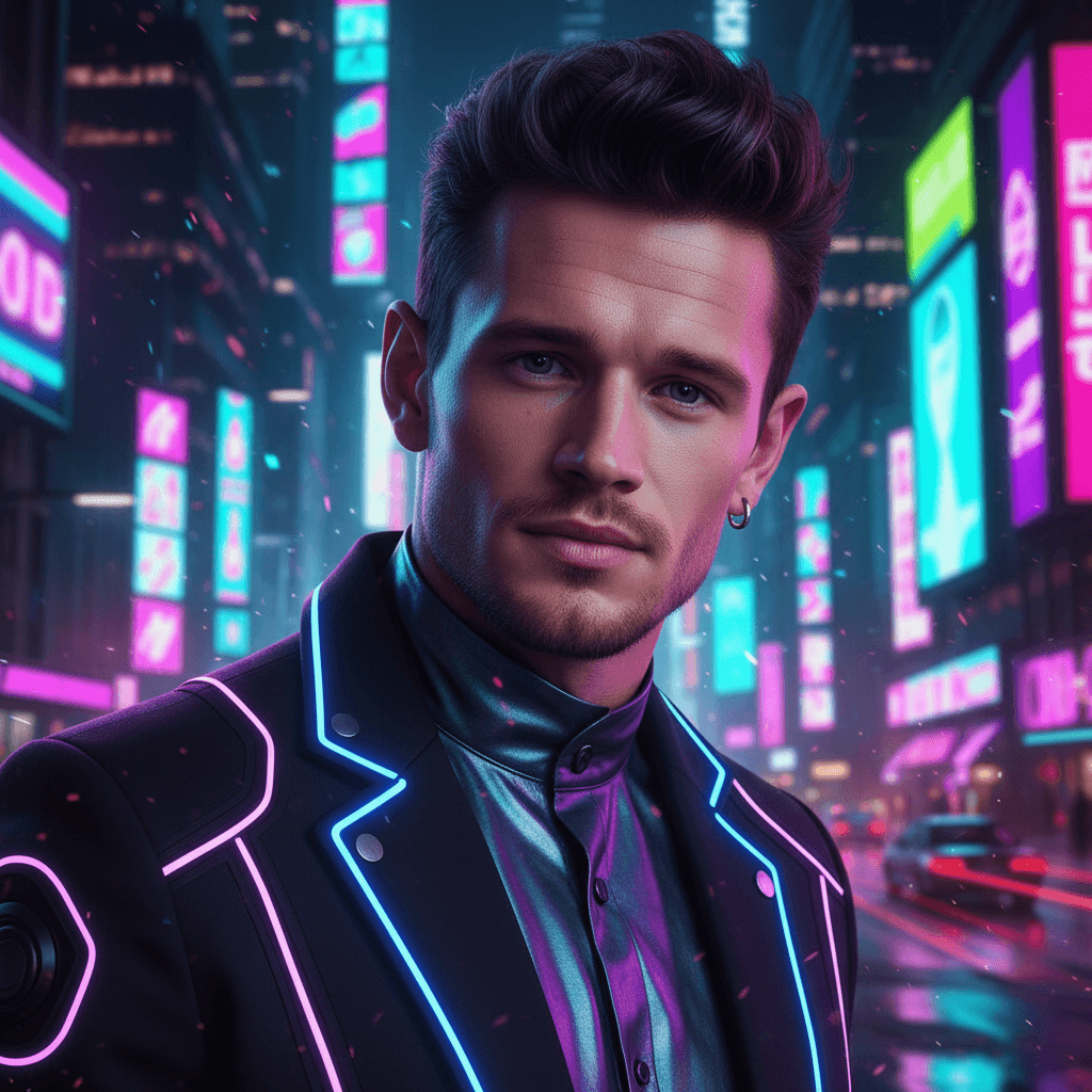 Neon Fashion Portrait - Male Model 3