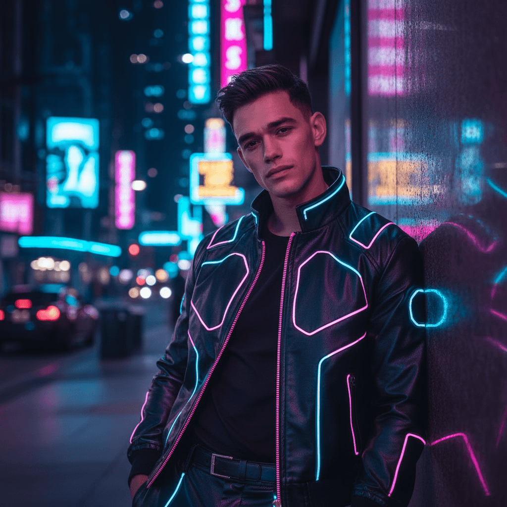 Neon Fashion Portrait - Male Model 4