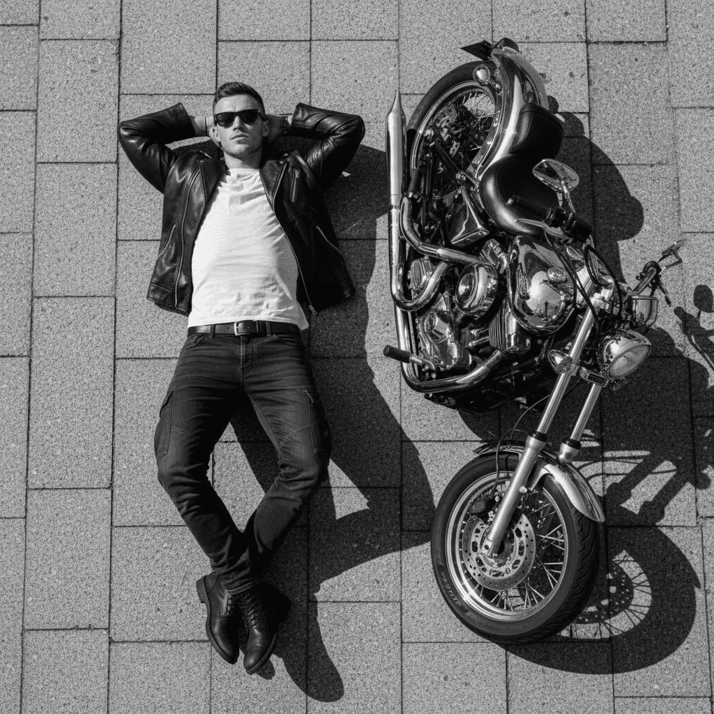 Overhead Motorcycle Portrait - Male Model 2