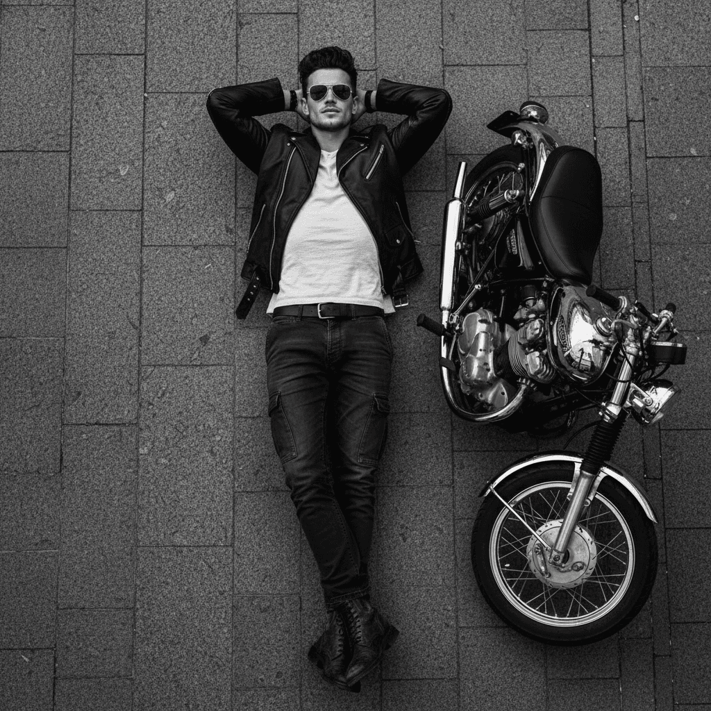 Overhead Motorcycle Portrait - Male Model 3