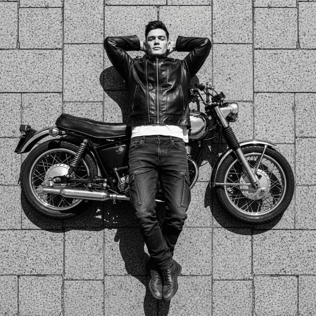 Overhead Motorcycle Portrait - Male Model 4