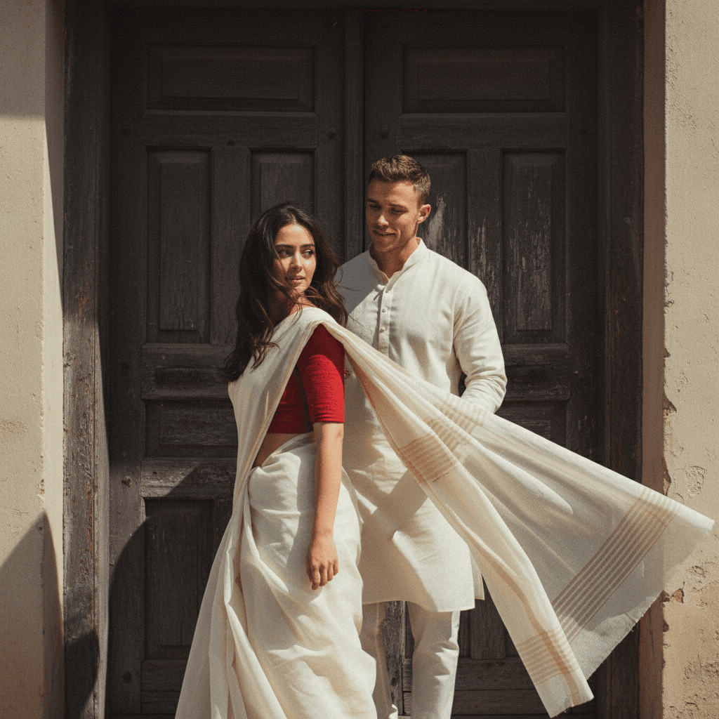 Retro Saree Walking Couple - Male Model 2