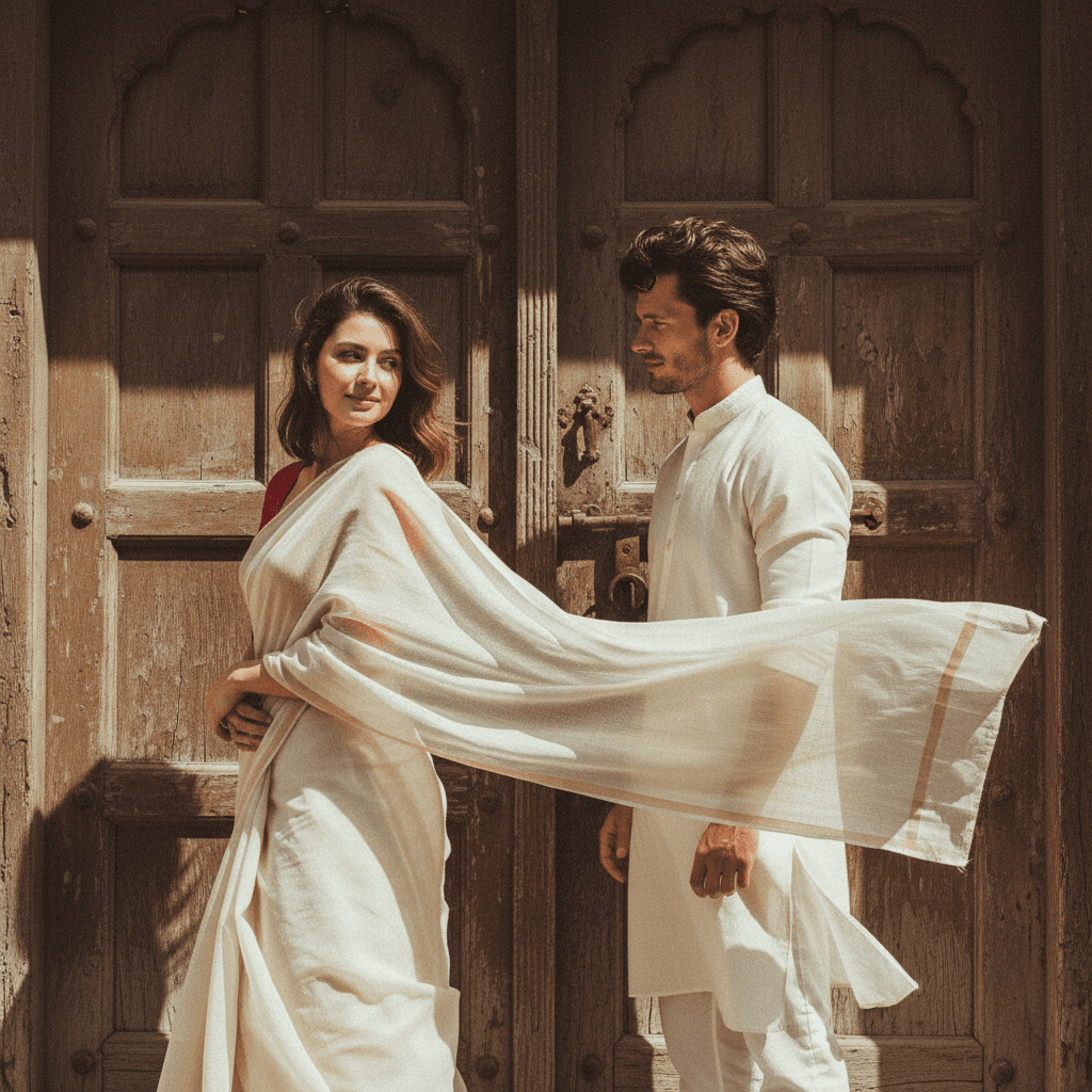 Retro Saree Walking Couple - Male Model 3