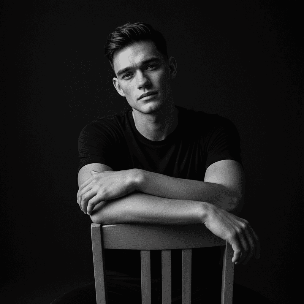 Studio Black & White Portrait - Male Model 4