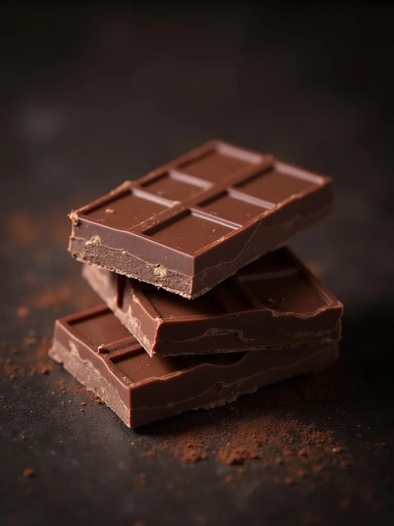 Product photography of artisan chocolate on dark background