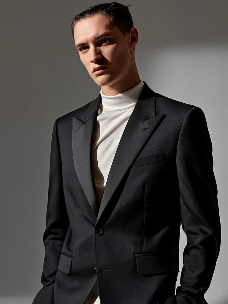 Modern fashion portrait with dramatic shadow play