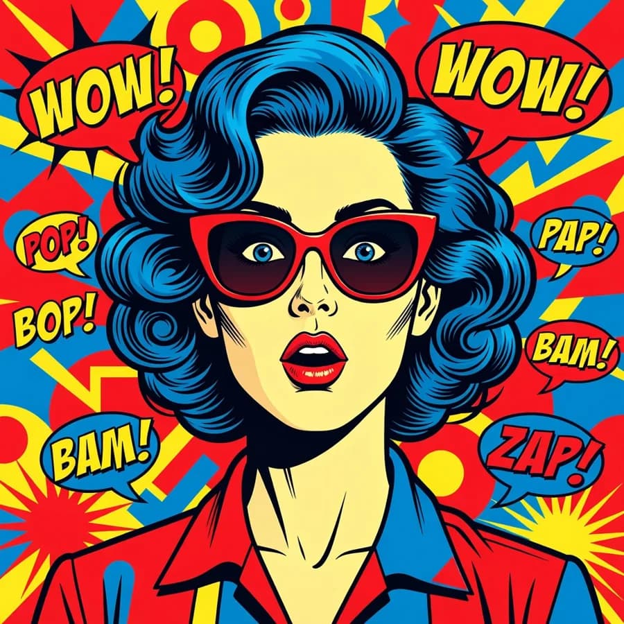 Pop art portrait in bold primary colors