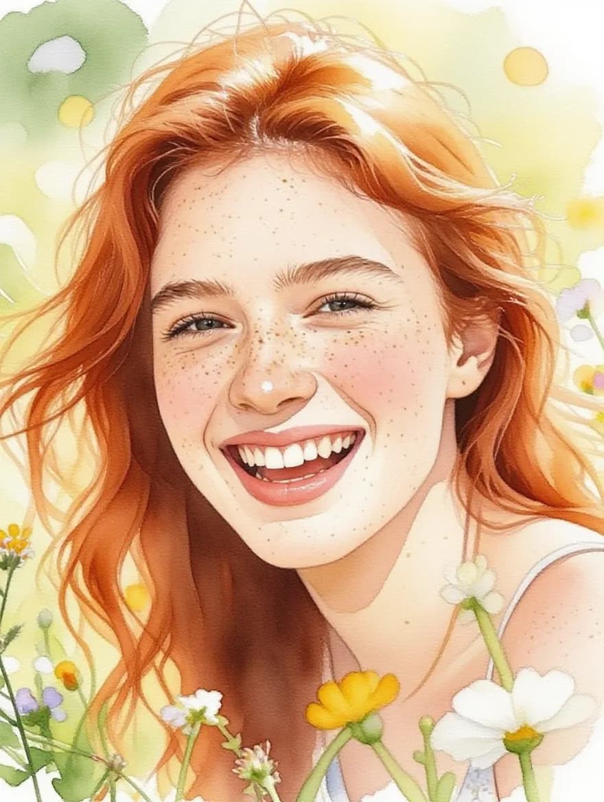 Transform this portrait into a watercolor painting style