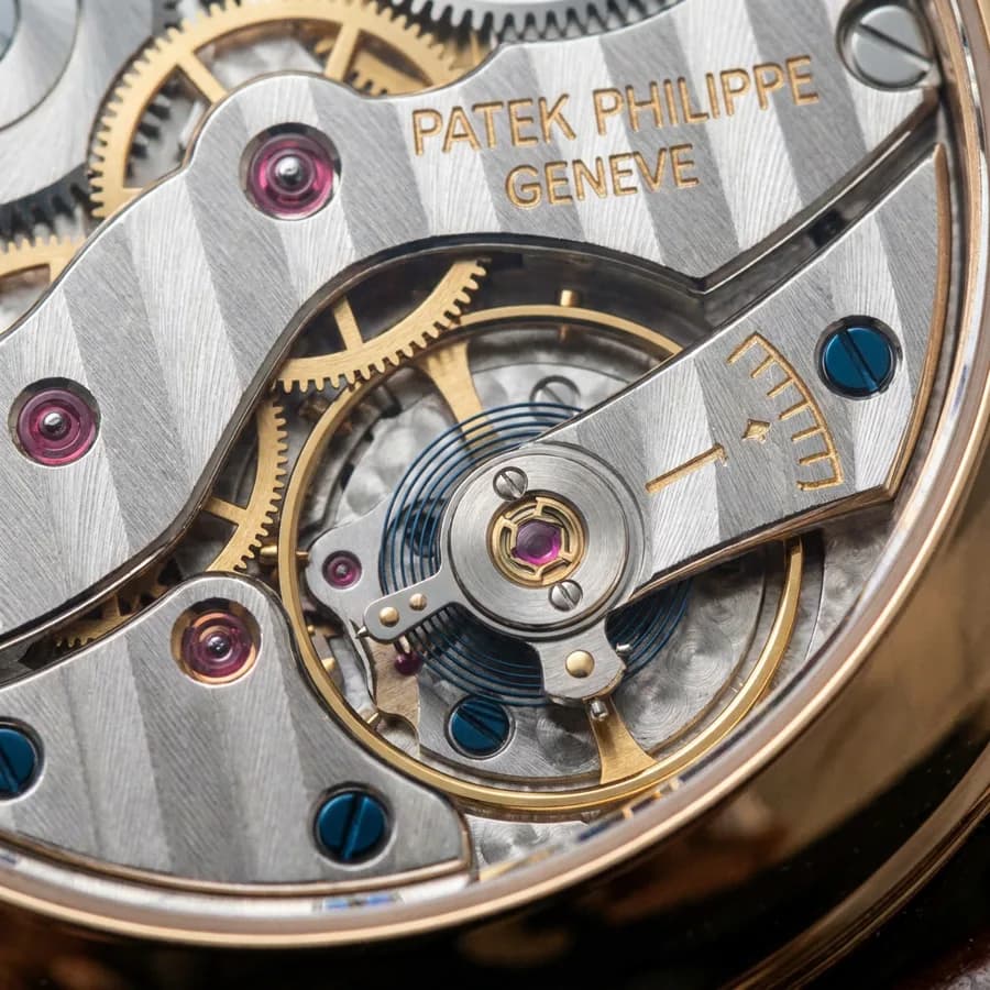 Luxury watch macro photography showing mechanical movement detail