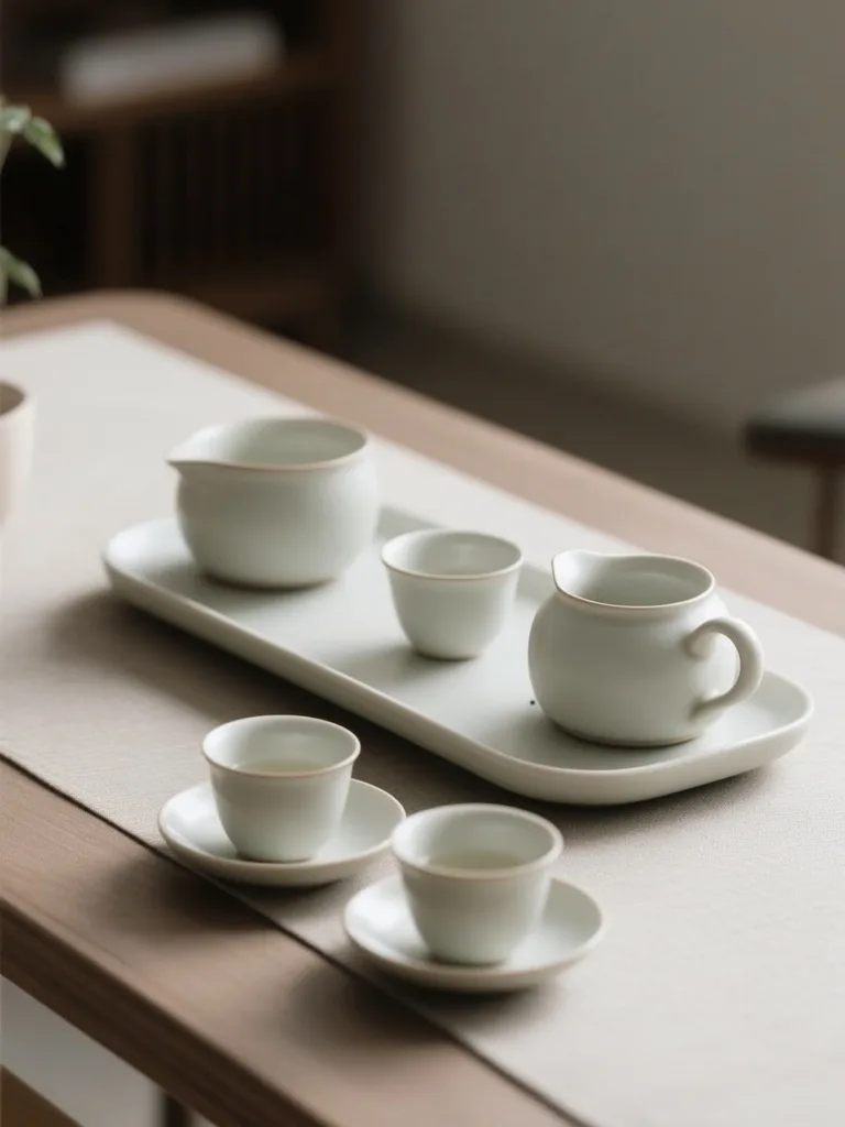 Modern product photography of a ceramic tea set