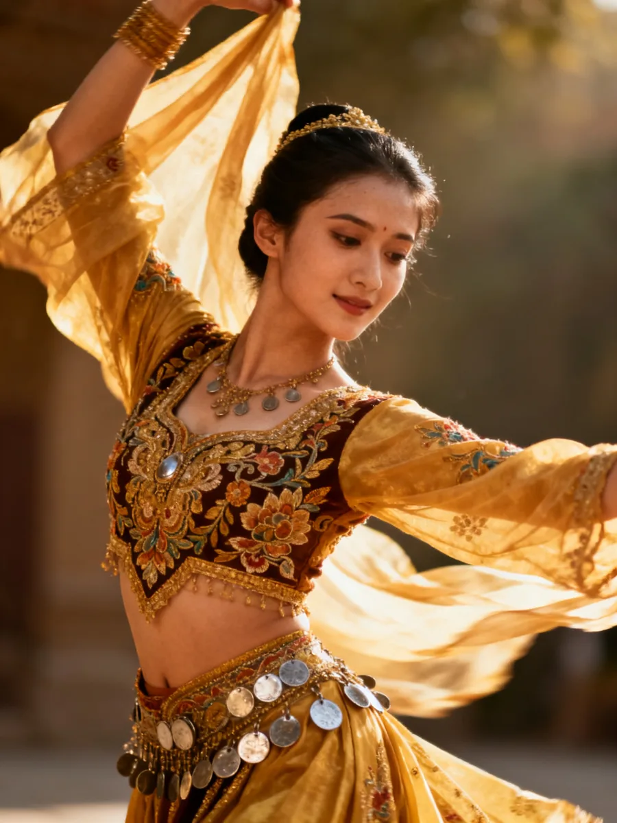 Portrait of a traditional dancer in ornate costume