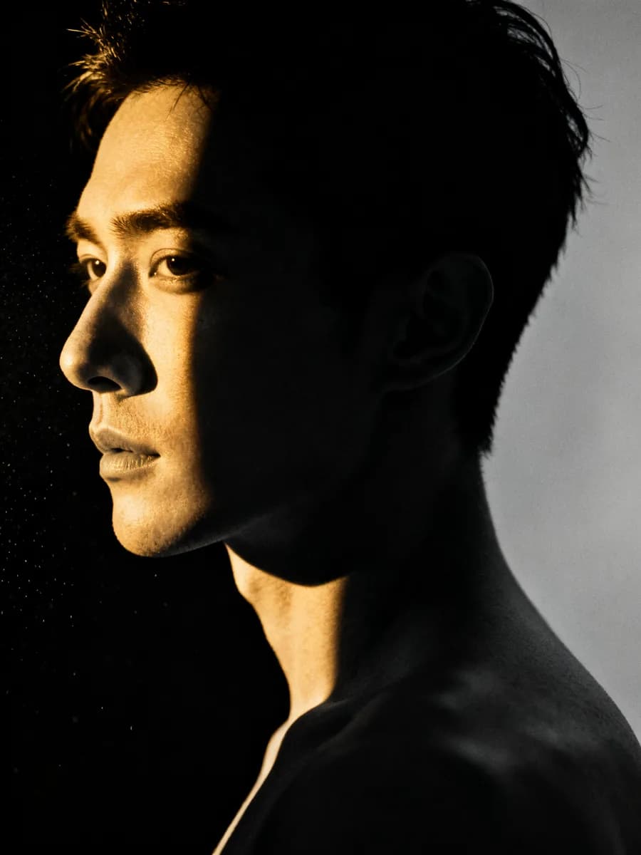 Modern portrait photography with split lighting