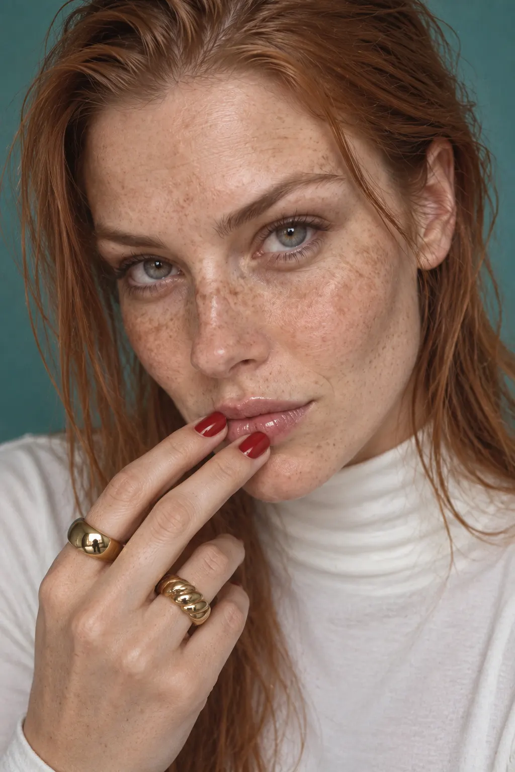 Beauty campaign: Fingers at lips