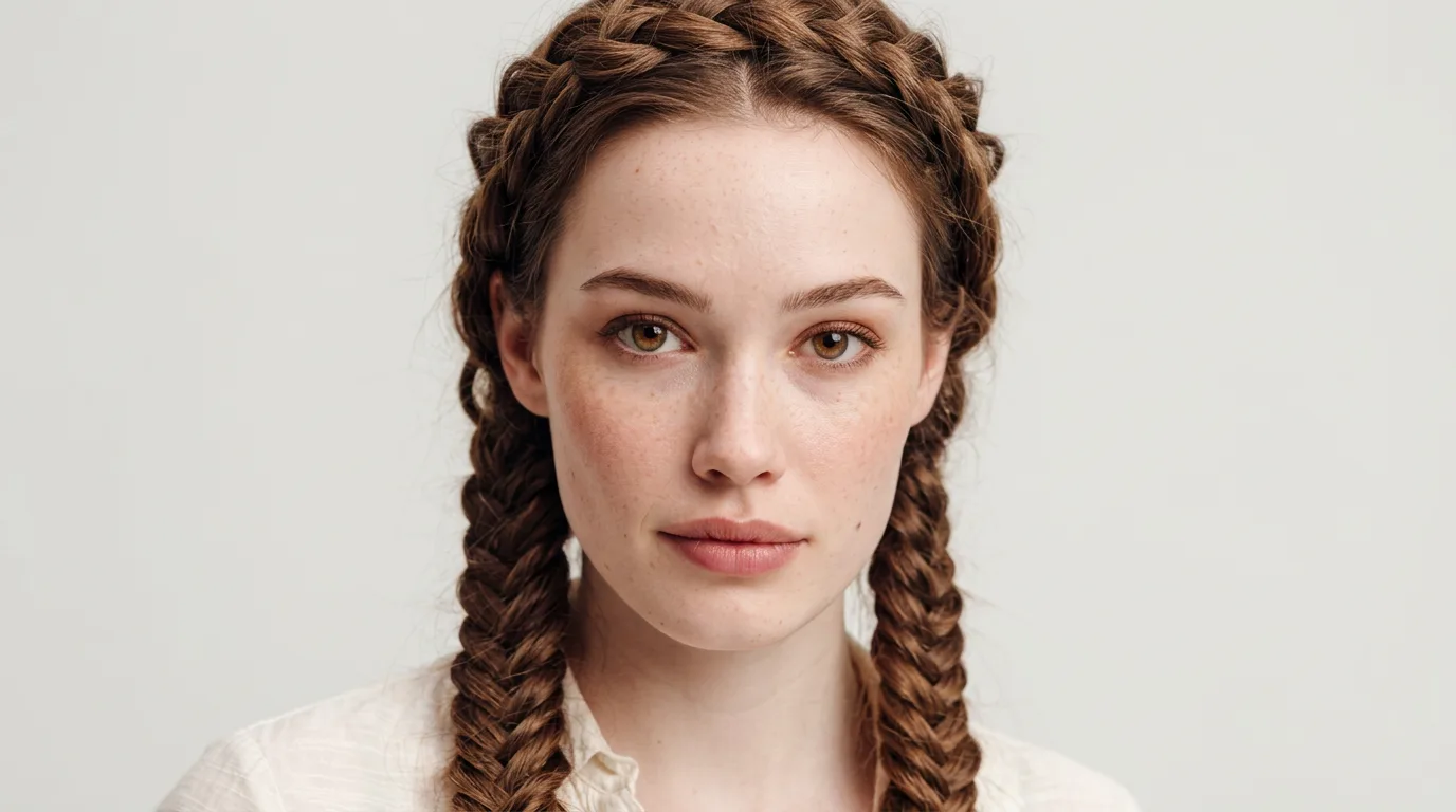 AI-generated close-up portrait with intricate braided hair created using Nano Banana 2