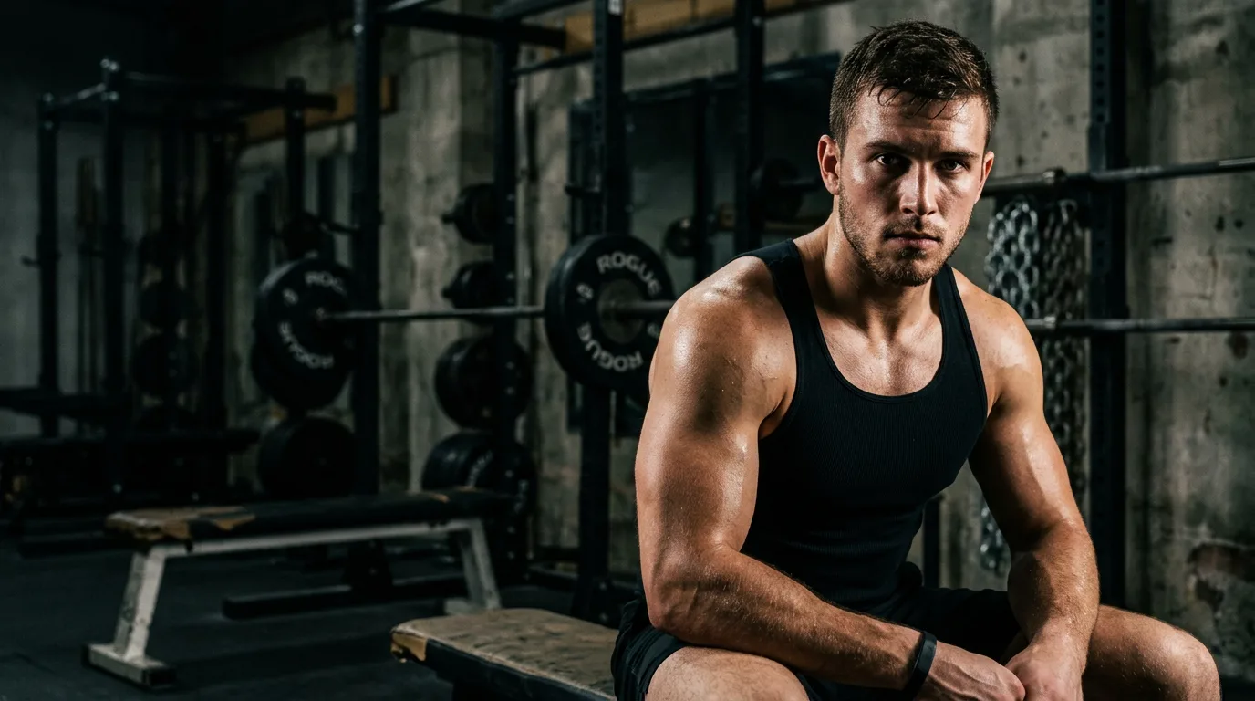 AI-generated athletic male gym portrait using Nano Banana prompts