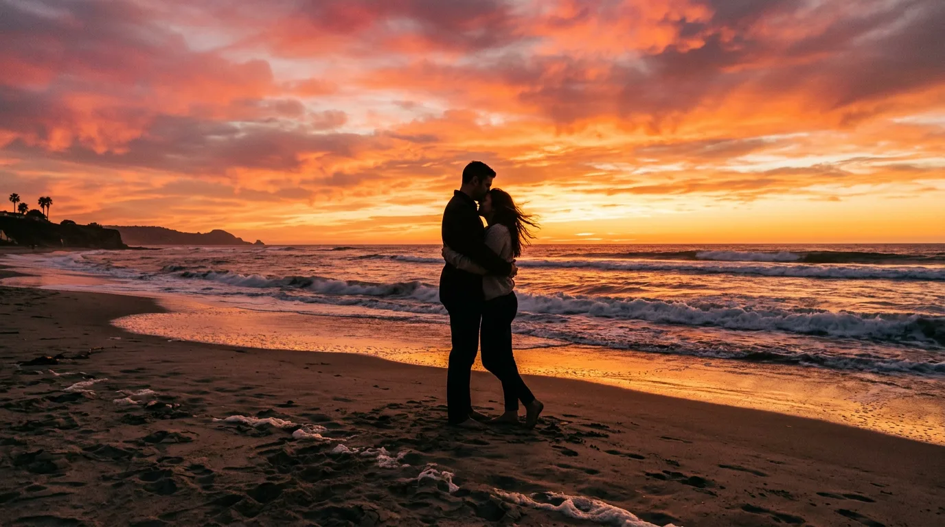 Couple beach sunset embrace generated with Nano Banana on Morphed