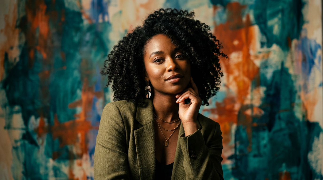 AI-generated creative portfolio headshot using Nano Banana