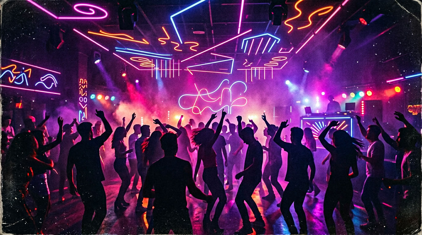 AI-generated vibrant nightclub poster concept using Nano Banana prompts