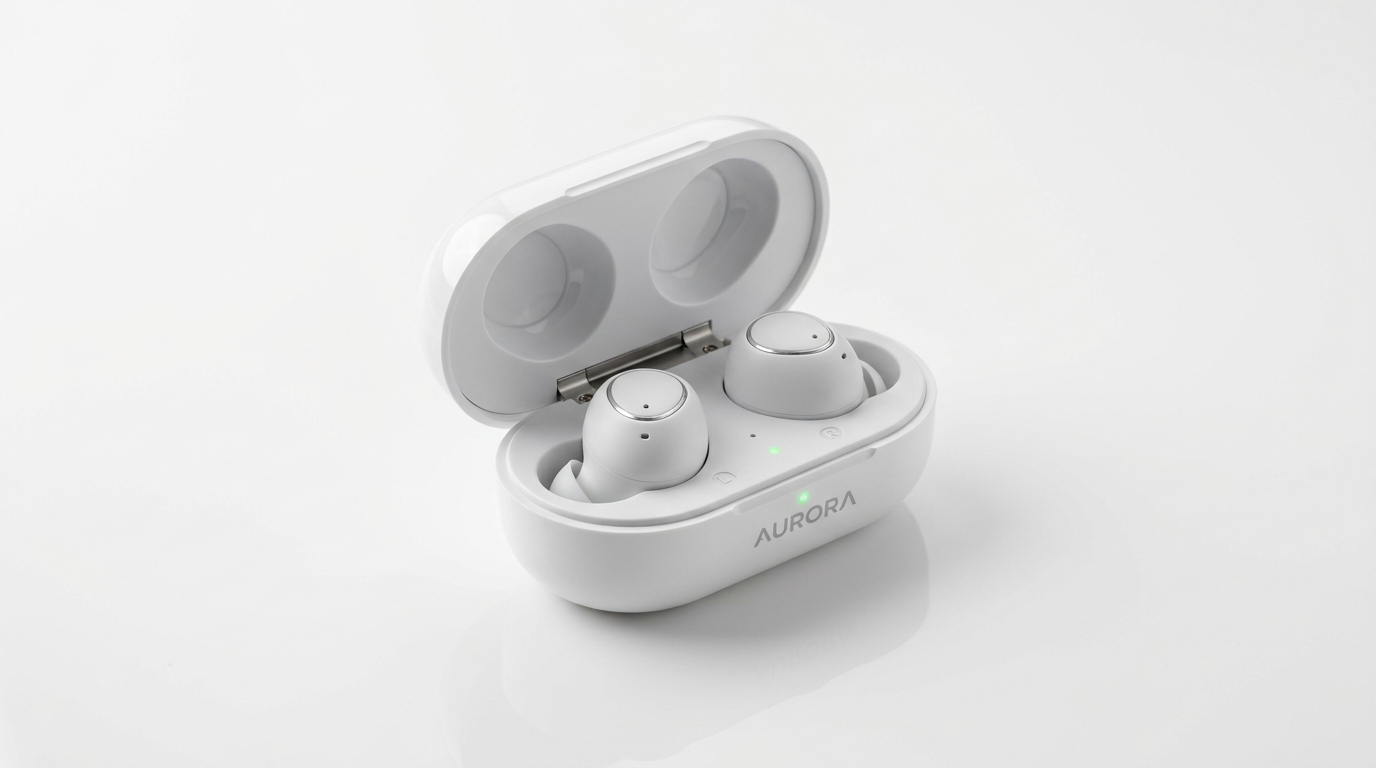 AI-generated product photo of tech earbuds using Nano Banana