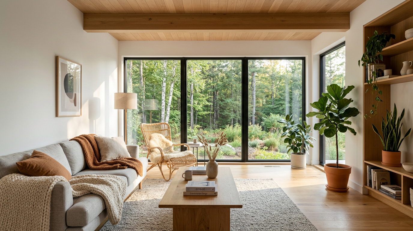 AI-generated Scandinavian living room created with Nano Banana