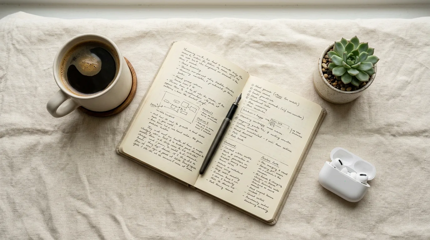 AI-generated aesthetic morning routine flat lay using Nano Banana prompts