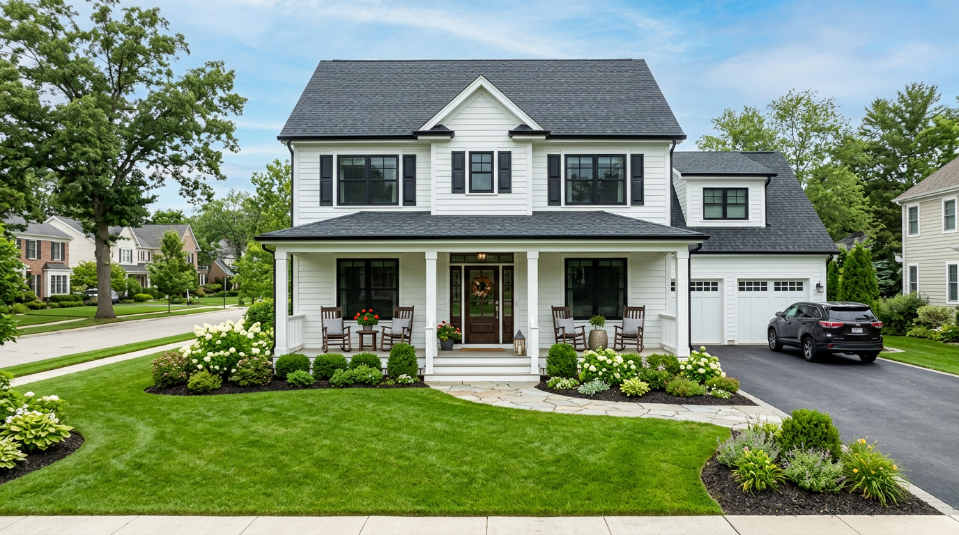AI-generated real estate exterior photo using Nano Banana prompts