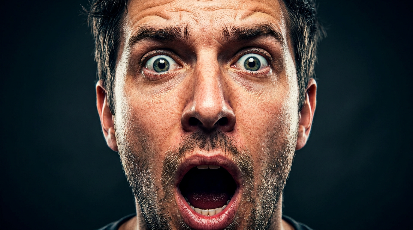 AI-generated YouTube reaction thumbnail with shocked expression using Nano Banana prompts